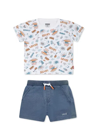Levi's Blue Suit For Baby Boy With Bear In Light Blue