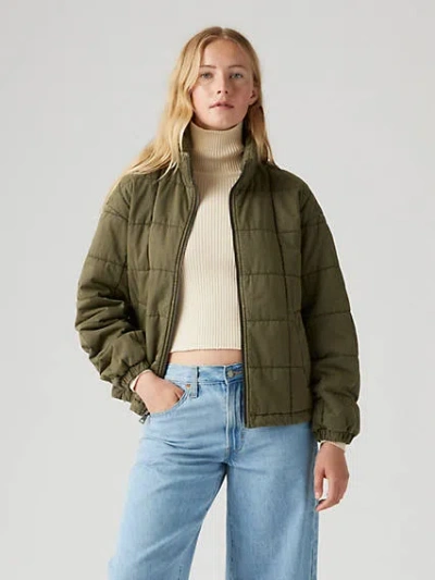 Levi's Box Quilted Cotton Jacket In Olive Night