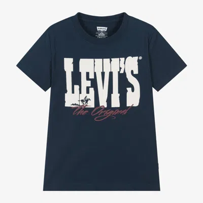 Levi's Kids' Boys Navy Blue Cotton T-shirt