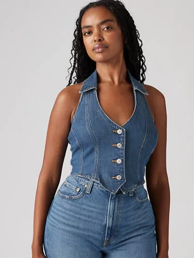 Levi's Bria Denim Halter Top In Cornerback