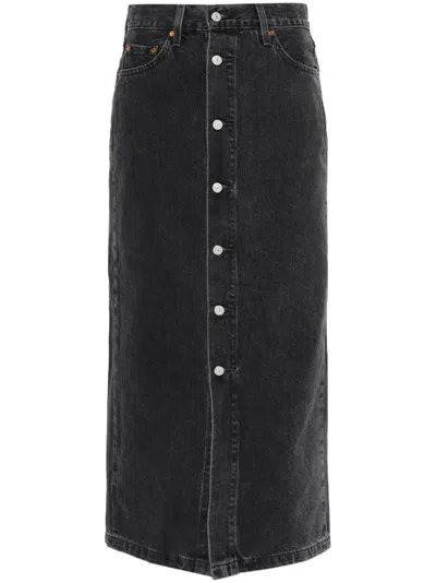 Levi's Ankle Column Faux Leather Skirt In Black