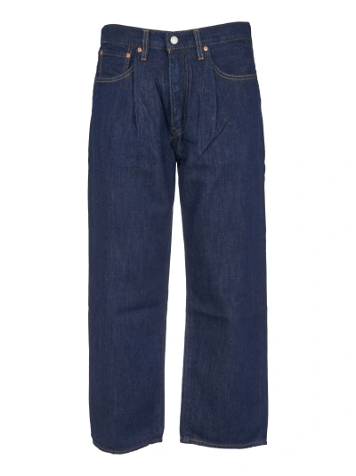 Levi's Buttoned Cropped Jeans In Blue