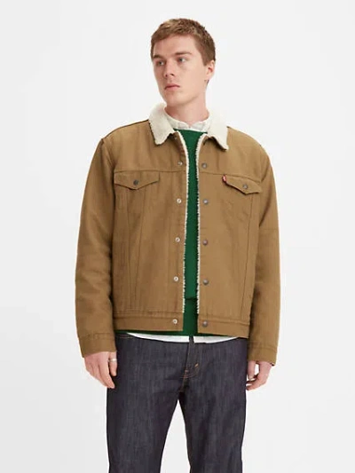 Levi's Canvas Type Iii Sherpa Trucker Jacket In Cougar