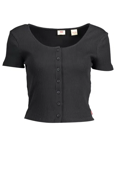 Levi's Chic Cotton Tee With Button Women's Detail In Black