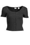 Levi's Chic Cotton Tee With Button Women's Detail In Grey