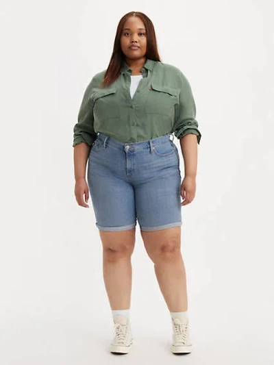 Levi's Classic Bermuda Women's Shorts (plus Size) 22 In Lapis Ring
