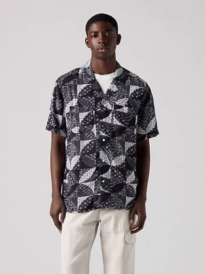 Levi's Classic Camp Shirt In Grayscale Patchwork Meteorite