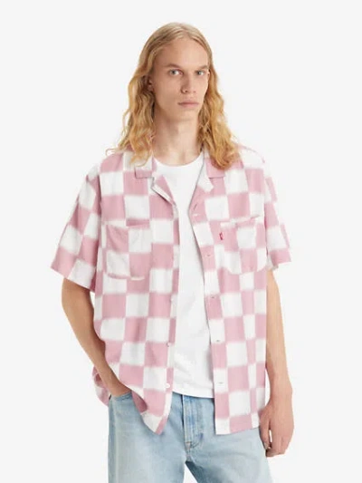 Levi's Classic Camp Shirt In Ikat Checker Print Mauve Orchid