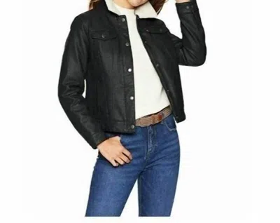 Levi's Classic Faux Sherpa Lined Faux Leather Trucker Jacket In Black