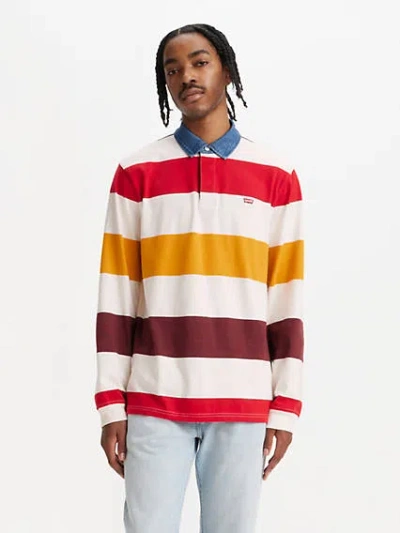 Levi's Classic Long Sleeve Rugby Shirt In Wesley Stripe Egret