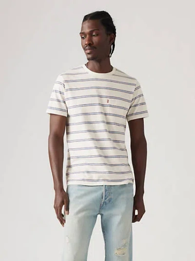 Levi's Classic Pocket T-shirt In Driftwood Stripe Egret Slub