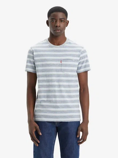 Levi's Classic Pocket T-shirt In Lighthouse Stripe Midtone Heather Grey Slub