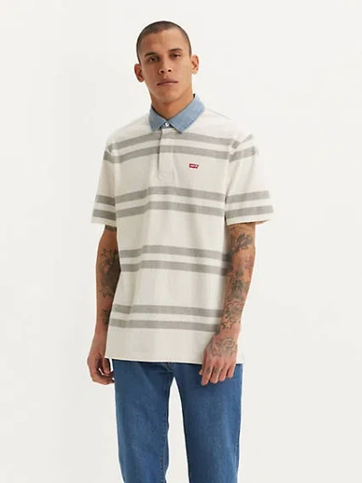 Levi's Classic Short-sleeve Rugby Shirt In Timmothy Stripe Egret