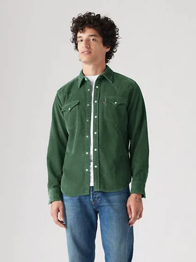 Levi's Classic Standard Fit Western Shirt Chambray In Python Green