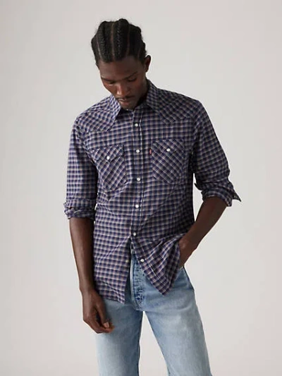 Levi's Classic Western Standard Fit Shirt In Wesley Micro Plaid Dress Blues