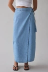 Levi's Blue Column Wrap Denim Maxi Skirt In Wrapped In Blue