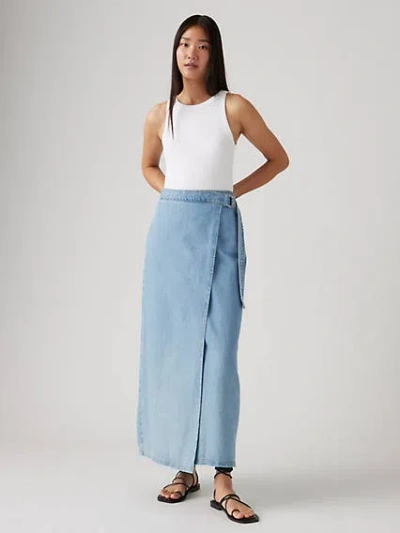 Levi's Column Wrap Skirt In Wrapped In Blue