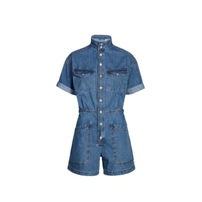 Levi's Blue Short Sleeve Surplus Denim Romper In Blue Joke