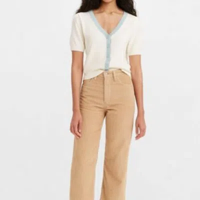 Levi's Corduroy Ribcage Straight Ankle Pants In Granola In Beige