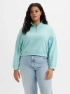 Levi's Plus Womens Fleece 1/4 Zip Pullover Sweater In Porcelain Blue