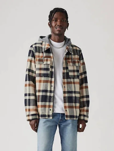 Levi's Cotton Plaid Sherpa Lined Shacket In Multi