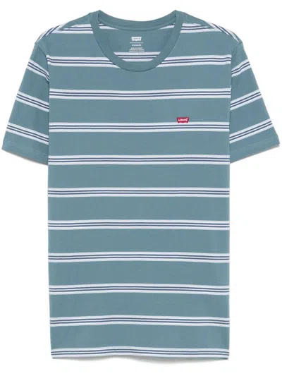 Levi's Cotton T-shirt In Sky Blue With White Stripes