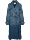 Levi's Levis Womens Lets Get Lost Again Spade Double-breasted Relaxed-fit Denim Trench Coat In 蓝色