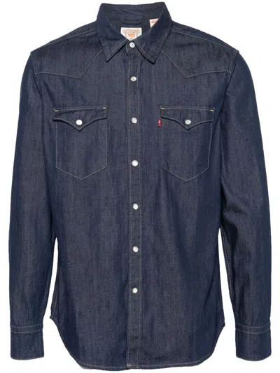 Levi's Cotton Washed Denim Shirt In Dark Blue