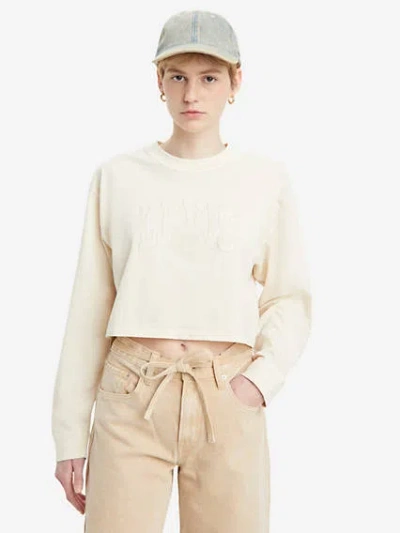 Levi's Cropped Long Sleeve Football T-shirt In White Swan