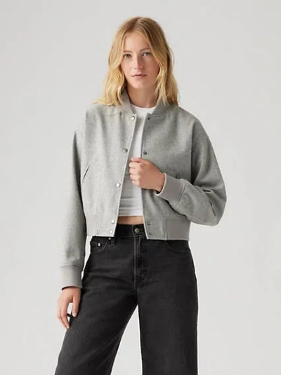Levi's Cropped Varsity Bomber Jacket In Heather Grey