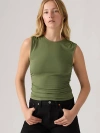Levi's Crystal Ruched Top In True Red