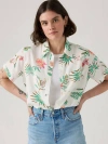 Levi's Darlene Linen Blend Short Sleeve Shirt In Delilah Floral Egret
