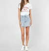 Levi's Denim Distressed Raw Hem Cotton Mini Skirt In Blue In Blue
