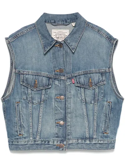 Levi's Levis Shrunken 90s Vest Stop Flaxing In Blue