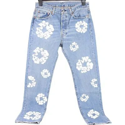 Pre-owned Levi's Denim Tears X Levi Strauss & Co Cotton Wreath Jeans In Light Wash - Size 34 X 34 In Blue
