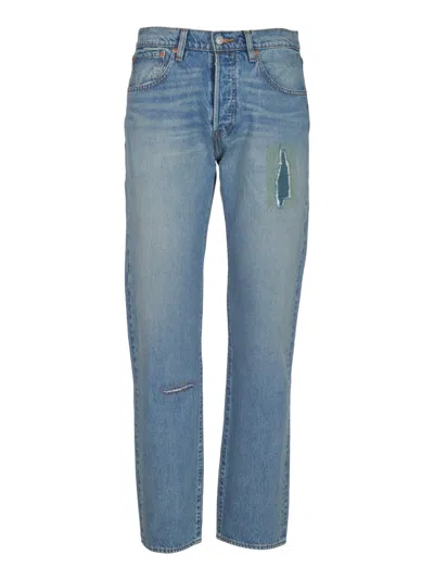 Levi's Distressed Buttoned Jeans In Celeste