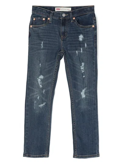 Levi's Kids' Distressed-finish Straight-leg Jeans In Blue