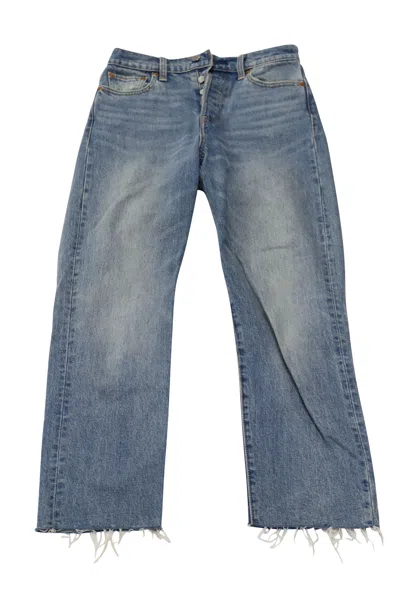 LEVI'S DISTRESSED HEM JEANS IN BLUE COTTON DENIM