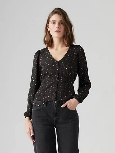 Levi's Dolores Long Sleeve Blouse In Papyrus Geo Caviar