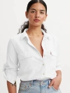 Levi's Doreen Linen Blend Utility Shirt In Bright White