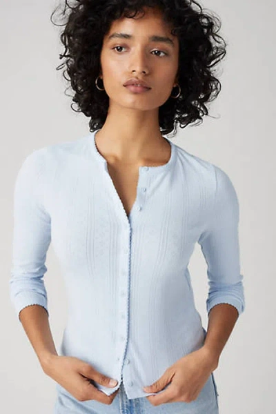 Levi's Dry Goods Pointelle Long Sleeve Tee In Blue