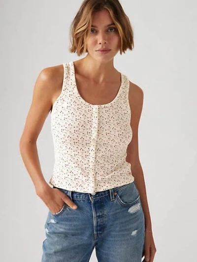 Levi's Dry Goods Pointelle Tank Top In Celeste Ditsy Gardenia