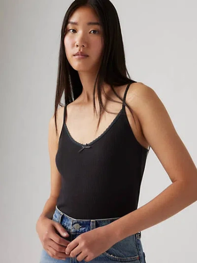 Levi's Dry Goods Waffle Tank Top In Caviar