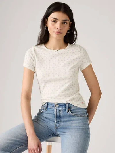 Levi's Dry Goods Pointelle Tee In Arlo Floral Dusty Blue