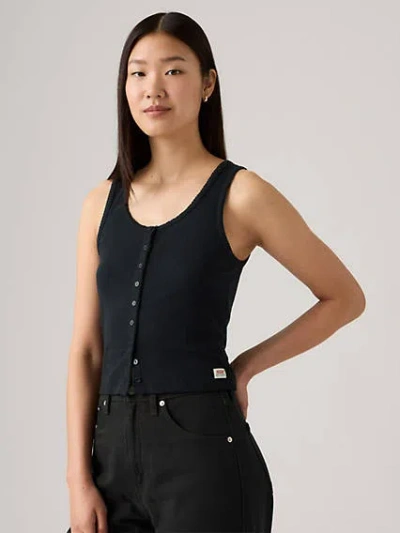 Levi's Dry Goods Women's Pointelle Tank Top S In Anthracite Night