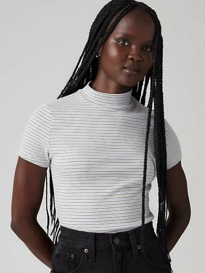 Levi's Effortless Short Sleeve T-shirt In Tumeric Stripe Cloud Dancer