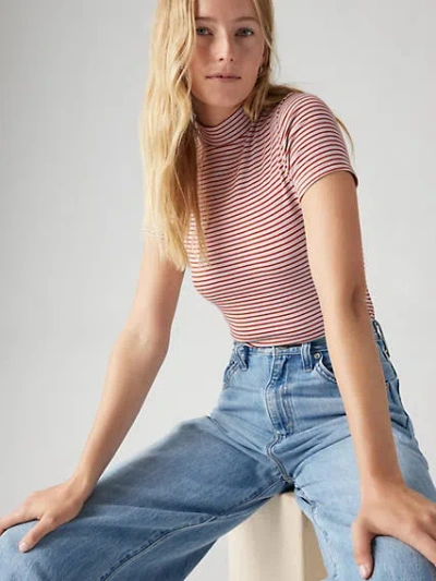 Levi's Effortless Short Sleeve T-shirt In Tumeric Stripe Picante