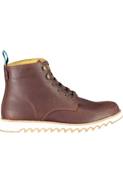 Levi's Elevated Ankle Lace-up Boots With Contrasting Men's Sole In Brown