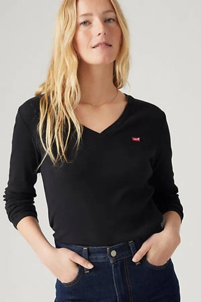 Levi's Essential Housemark Long Sleeve Tee In Black