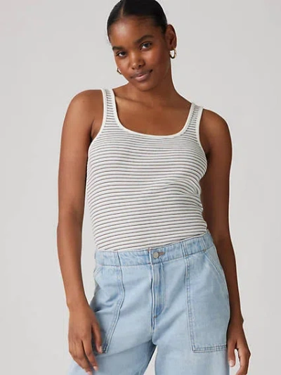 Levi's Essential Rib Tank Top In Indigo Stripe Skyway